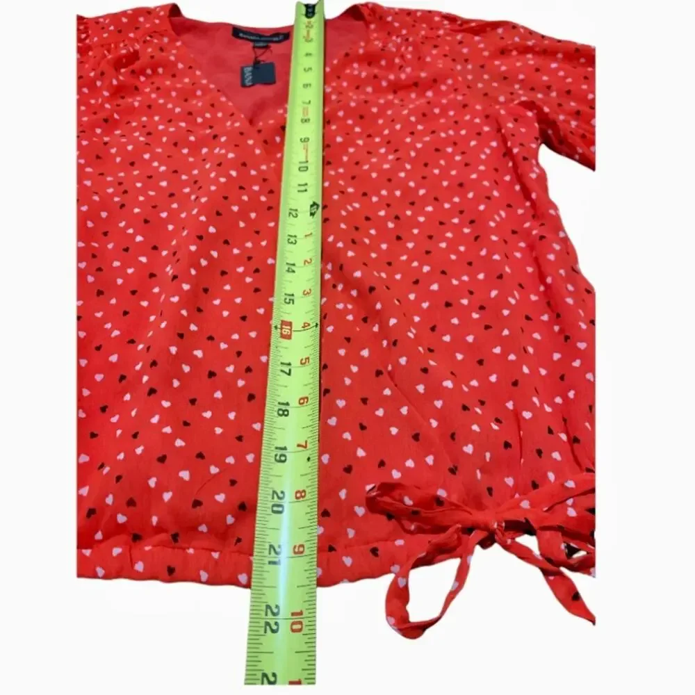 Banana Republic Red Puff Sleeve Top Size Small